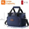 Lifewit Medium Lunch Bag Insulated Lunch Box Soft Cooler Cooling Tote for Adult Men Women, Dark Gray 12-Can (9L)(Dark Blue)