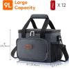 Lifewit Medium Lunch Bag Insulated Lunch Box Soft Cooler Cooling Tote for Adult Men Women, Dark Gray 12-Can (9L)(Dark Gray)