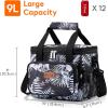 Lifewit Medium Lunch Bag Insulated Lunch Box Soft Cooler Cooling Tote for Adult Men Women, Dark Gray 12-Can (9L)(Flower)