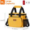 Lifewit Medium Lunch Bag Insulated Lunch Box Soft Cooler Cooling Tote for Adult Men Women, Dark Gray 12-Can (9L)(Orange)