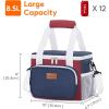 Lifewit Medium Lunch Bag Insulated Lunch Box Soft Cooler Cooling Tote for Adult Men Women, Dark Gray 12-Can (9L)(White & Red & Blue)