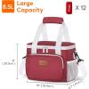 Lifewit Medium Lunch Bag Insulated Lunch Box Soft Cooler Cooling Tote for Adult Men Women, Dark Gray 12-Can (9L)(White/Red)