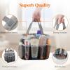 Lifewit Mesh Shower Caddy Freestanding Portable Shower Tote Bag for College Dorm, Bathroom, Gym, Travel, Quick Dry Hanging Organizer with 7 Storage Pockets for Toiletry Essentials, Medium,Black(Grey)