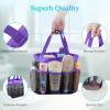 Lifewit Mesh Shower Caddy Freestanding Portable Shower Tote Bag for College Dorm, Bathroom, Gym, Travel, Quick Dry Hanging Organizer with 7 Storage Pockets for Toiletry Essentials, Medium,Black(Purple)