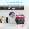 Lifewit Mesh Shower Caddy Freestanding Portable Shower Tote Bag for College Dorm, Bathroom, Gym, Travel, Quick Dry Hanging Organizer with 7 Storage Pockets for Toiletry Essentials, Medium,Black(Pink)