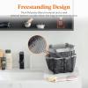 Lifewit Mesh Shower Caddy Freestanding Portable Shower Tote Bag for College Dorm, Bathroom, Gym, Travel, Quick Dry Hanging Organizer with 7 Storage Pockets for Toiletry Essentials, Medium,Black(Grey)
