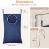 Lifewit Over Door Laundry Hamper, Large Collapsible Hanging Laundry Hamper, Hanging Laundry Basket Bag for Bathroom Bedroom Dirty Clothes Storage Organizer, Light Gray(Dark Blue)