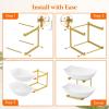 Lifewit Plastic Fruit Bowl Basket for Kitchen Countertop, 3 Tier Fruit Holder with Gold Metal Stand, Serving Tray for Food, Vegetable, Cake, Dessert in Party(Gold)