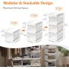 Lifewit Plastic Stackable Storage Baskets, 4 Tier Stacking Bins 13.8″D x 11.8″W x 28.3″H, Large Capacity Multi-Functional Containers Shelves for Pantry, Playroom, Kitchen and Bedroom, 1 Pack, White(White)