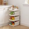 Lifewit Plastic Stackable Storage Baskets, 4 Tier Stacking Bins 13.8″D x 11.8″W x 28.3″H, Large Capacity Multi-Functional Containers Shelves for Pantry, Playroom, Kitchen and Bedroom, 1 Pack, White(White)
