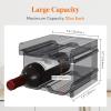 Lifewit Plastic Stackable Wine Rack for Refrigerator, Cabinet, Countertop,Wine Bottle Holder, Water Bottle Organizer for Fridge, Pantry, Hold 4 Bottles(Black)