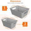 Lifewit Plastic Storage Basket, 7 Pack Stackable Storage Bins for Organizing, Multi Size Open Containers for Shelving, Pantry, Office and Cabinet, 5 Large and 2 Small Size, Black(Gray)