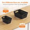 Lifewit Plastic Storage Basket, 7 Pack Stackable Storage Bins for Organizing, Multi Size Open Containers for Shelving, Pantry, Office and Cabinet, 5 Large and 2 Small Size, Black(Black)
