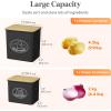 Lifewit Potato Onion and Garlic Storage Bin, Stackable Vegetable Storage Tins with Aerating Holes and Lid, Plastic Canister Keeper for Pantry Kitchen Countertop, Set of 3, 10L, White(Black)