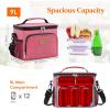 Lifewit Reusable Insulated Lunch Bag for Men, Lunch Box Women, Portable Cooler Freezable Soft Lunchbox Leakproof with Adjustable Shoulder Strap for Adult for Work Picnic or Travel, Black 9L(Pink)