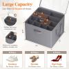 Lifewit Shoe Storage Organizer for Closet Fits 12-16 Pairs, Fabric Large Shoe Box Storage Containers with Clear Cover, Foldable Bins Fit for Boots Heels Sneakers 17″(L) x 17″(W) x 12.5″(H) 2 Pack Gray(Gray)