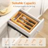 Lifewit Silverware Drawer Organizer Tray, Bamboo Cutlery Storage for Kitchen Drawer, 6 Compartment Flatware and Utensil Holder Divider for Spoons Forks Knives Tableware, Natural(Natural)