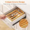 Lifewit Silverware Drawer Organizer Tray, Bamboo Cutlery Storage for Kitchen Drawer, 6 Compartment Flatware and Utensil Holder Divider for Spoons Forks Knives Tableware, Natural(Natural)