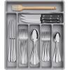 Lifewit Silverware Drawer Organizer Tray, Plastic Cutlery Storage for Kitchen Drawer, Flatware and Utensil Holder Divider for Spoons Forks Knives Tableware, 5 Compartment, Black(Gray)
