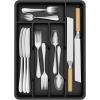 Lifewit Silverware Drawer Organizer Tray, Plastic Cutlery Storage for Kitchen Drawer, Flatware and Utensil Holder Divider for Spoons Forks Knives Tableware, 5 Compartment, Black(Black)