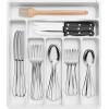 Lifewit Silverware Drawer Organizer Tray, Plastic Cutlery Storage for Kitchen Drawer, Flatware and Utensil Holder Divider for Spoons Forks Knives Tableware, 5 Compartment, Black(White)