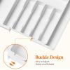 Lifewit Silverware Drawer Organizer and Utensil Organizer Set, Expandable Cooking Cutlery Tray for Kitchen, Adjustable Plastic Flatware Holder Storage Divider for Spoons Forks Knives, Large, Black(White)