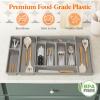 Lifewit Silverware Organizer, Plastic Kitchen Utensil Drawer Tray, Cutlery Flatware Storage Holder for Spoons Forks Knives, 20 x 16 Inches, 8 Compartment, Gray(28.2 x 16.5 x 2 IN)