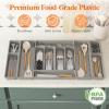 Lifewit Silverware Organizer, Plastic Kitchen Utensil Drawer Tray, Cutlery Flatware Storage Holder for Spoons Forks Knives, 20 x 16 Inches, 8 Compartment, Gray(32.1 x 16.5 x 2 IN)