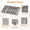 Lifewit Silverware Organizer, Plastic Kitchen Utensil Drawer Tray, Cutlery Flatware Storage Holder for Spoons Forks Knives, 20 x 16 Inches, 8 Compartment, Gray(28.2 x 16.5 x 2 IN)