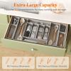 Lifewit Silverware Organizer, Plastic Kitchen Utensil Drawer Tray, Cutlery Flatware Storage Holder for Spoons Forks Knives, 20 x 16 Inches, 8 Compartment, Gray(32.1 x 16.5 x 2 IN)