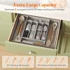 Lifewit Silverware Organizer, Plastic Kitchen Utensil Drawer Tray, Cutlery Flatware Storage Holder for Spoons Forks Knives, 20 x 16 Inches, 8 Compartment, Gray(20.3 x 16.5 x 2 IN)