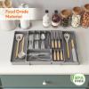 Lifewit Silverware Organizer for Kitchen Drawers, Expandable Utensil Tray with Removable Knife Block, Adjustable Cutlery and Flatware Holder, Plastic Spoon Forks Holder Storage Divider, Large, Black(Gray)