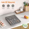 Lifewit Silverware Organizer with Lid, Covered Utensil Tray for Kitchen Drawer and Countertop, Plastic Cutlery and Flatware Storage Box for Spoons Forks Knives Holder Case, 6 Compartments, Black(Gray)
