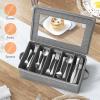Lifewit Silverware Storage Box, Covered Flatware Organizer with Zipper Lid, 5 Compartment Cutlery Case with Adjustable Divider and Handle, Utensil Container for Spoon Fork Knives, Gray, 1 Pack(2)
