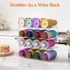 Lifewit Stackable Bottle Storage Organizer, Freestanding Wine Bottle Holder for Cabinet, Plastic Large Compartment Wine Rack for Fridge Cellar Kitchen Pantry Storage, 3Tier Hold 9(4 Tier-16 Bottle)