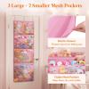 Lifewit Stuffed Animal Storage for Door Up to 1.7″ Thick, 1 Pack Over the Door Organizer with 5 Expandable Mesh Pockets, Breathable Oxford Fabric Hanging Kid Plush Baby Toy Holder for Nursery, White(Pink)