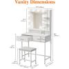 Lifewit Vanity Desk Set with Mirror and Lights, White Makeup Dressing Table with 2 Drawers&Chair, 3 Lighting Modes Adjustable Brightness, Suitable for Bedroom/Bathroom, Wooden Top&Iron Frame(White)