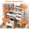 Lifewit Vanity Desk with Mirror and LED Light Strip,Dressing Table with Large Drawer, 3 Level Storage Dresser & 3 Lighting Modes Adjustable Brightness, Suitable for Bedroom(LED Light Mirror)