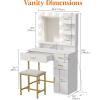 Lifewit Vanity with Mirror and Light,2 Power Outlets and 2 USB Ports, Adjustable Color/Brightness, White Makeup Desk with 4 Drawers and Stool for Bedroom, Bathroom, Makeup Room(White)