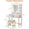 Lifewit Vanity with Mirror and Lights, Adjustable Color/Brightness, White Makeup Desk with 2 Drawers and Stool for Bedroom, Bathroom, Makeup Room