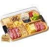 Lifewit 1 Compartment Melamine Charcuterie Board, 11 x 14 Inch Portable Cheese Board with Plastic Lockable Clear Lid, Travel Charcuterie Board Serving Platter with Cover for Snacks, Fruit, Appetizers(6 Compartment)