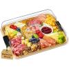 Lifewit 1 Compartment Melamine Charcuterie Board, 11 x 14 Inch Portable Cheese Board with Plastic Lockable Clear Lid, Travel Charcuterie Board Serving Platter with Cover for Snacks, Fruit, Appetizers(1 Compartment)