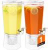 Lifewit 1 Gallon (128 OZ) Drink Dispensers for Parties 2 Pcs, 4L Plastic Beverage Containers with Stand for Juice/Tea/Soda/Water, Clear Ice Lemonade Dispensers with Lid & Leak-proof Spigot(2)