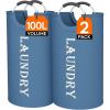 Lifewit 100L 2-Pack Large Laundry Basket, Collapsible Laundry Hamper with Aluminum Handles, Waterproof Freestanding Dirty Clothes Hampers for Laundry Room Bedroom Dorm Bathroom, Black(Blue)