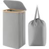 Lifewit 100L Laundry Basket with Lid, Clothes Hampers for Laundry with Bamboo Handles and A Removable Bag, Large Foldable Laundry Hamper for Bedroom, Bathroom, Dorm, Laundry Room, Beige(Silver Grey)