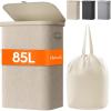 Lifewit 105L Laundry Basket with Lid, Large Laundry Hamper with Plastic Handles and Removable Bag, Foldable Tall Dirty Clothes Hampers for Laundry for Laundry Room, Bedroom, Bathroom, Dorm, Beige(Beige)