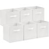 Lifewit 12 Packs Storage Cubes, 11 Inch Cube Storage Bins, Foldable Decorative Fabric Storage Baskets for Organizing Home Organizers with Handles for Shelves, Closet, Grey(White)