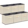 Lifewit 12 Packs Storage Cubes, 11 Inch Cube Storage Bins, Foldable Decorative Fabric Storage Baskets for Organizing Home Organizers with Handles for Shelves, Closet, Grey(Beige)