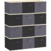 Lifewit 12 Packs Storage Cubes, 11 Inch Cube Storage Bins, Foldable Decorative Fabric Storage Baskets for Organizing Home Organizers with Handles for Shelves, Closet, Grey(Gray&Black)
