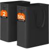 Lifewit 2 Pack Slim Laundry Hamper, Collapsible Narrow Laundry Basket, Small Tall Dirty Clothes Hampers with Handles for Bathroom Bedroom College Dorm, Black, 50L(Black)